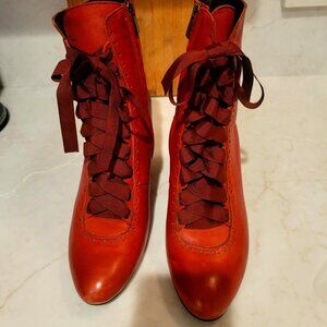 Italian leather Victorian/Steampunk high heel boot sz 10/42, Sundance, Exclnt!